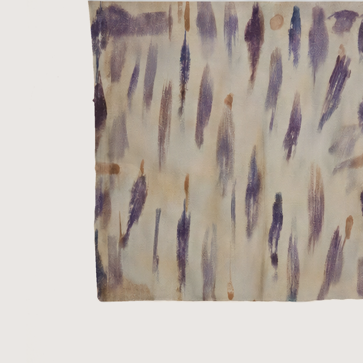 Cadenza Smooth Cotton bed runner in plum and lilac brushwork; printed edge detail.