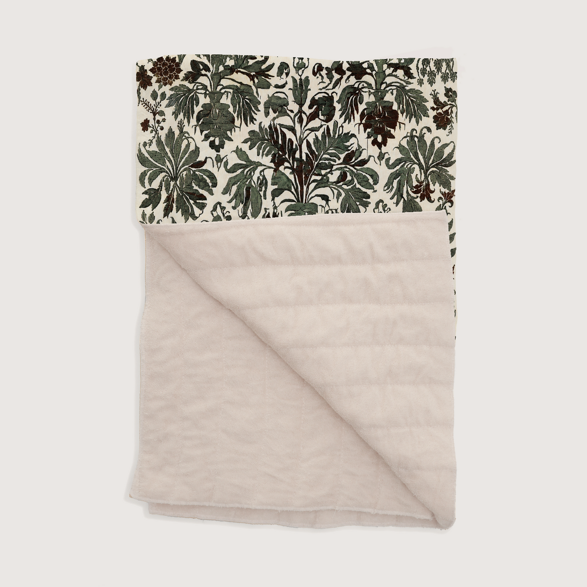 Selva Cotton & Terrycloth Picnic Blanket — 50 × 60″; folded view showing the printed cotton face and plain soft terrycloth reverse.