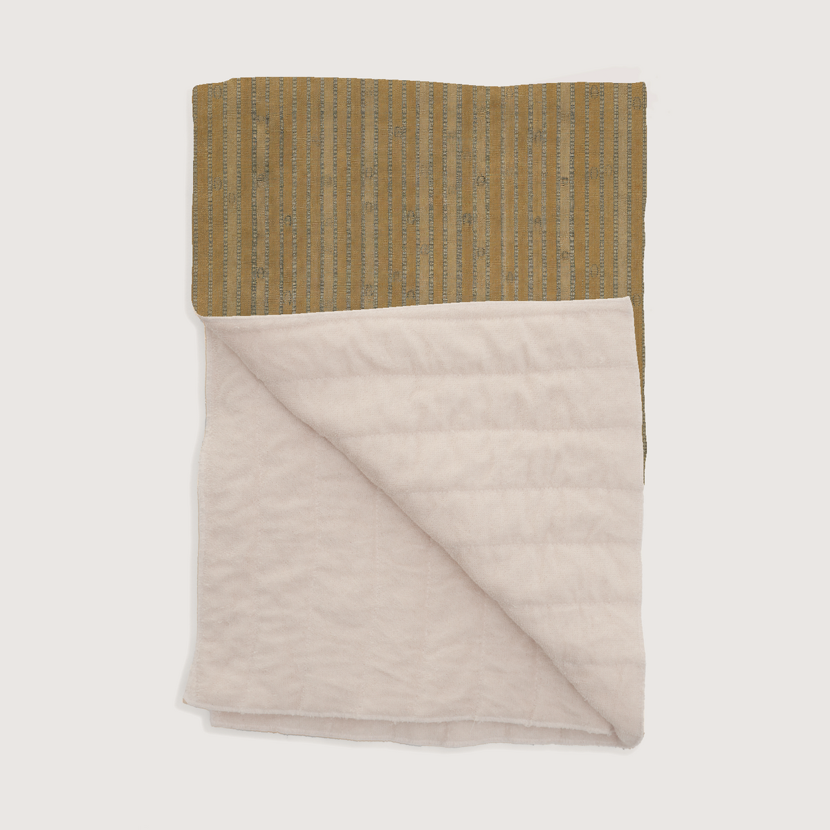Solstice Cotton & Terrycloth Picnic Blanket — 60 × 70″; folded view showing the printed cotton face and plain soft terrycloth reverse.